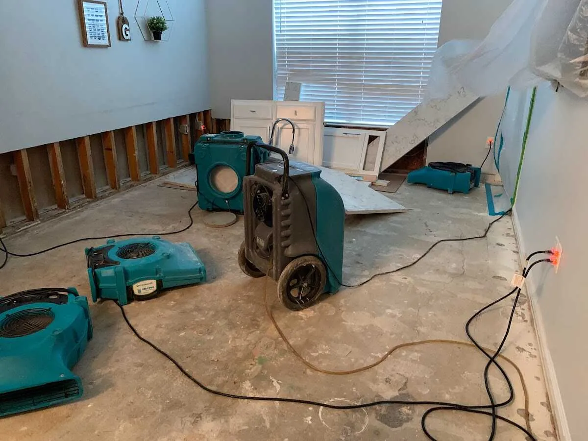 Dehumidifier in flood-cut room for Water Damage Restoration in Gulf Shores